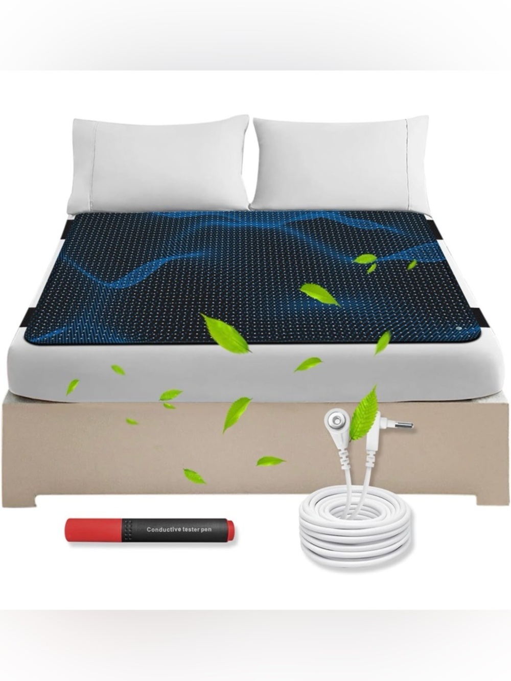 Grounding Mat for Bed,54 * 78 in Anti-SLP Pad PU Leather,Grounding Mat King